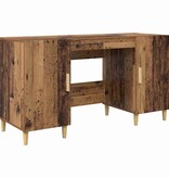 VidaXL Bureau met plank Oud Hout 140 x 50 x 75 cm Bewerkt hout