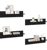 VidaXL Wandplanken 4 pcs Zwart Eiken 80 x 11,5 x 18 cm Bewerkt hout