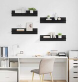 VidaXL Wandplanken 4 pcs Zwart Eiken 80 x 11,5 x 18 cm Bewerkt hout