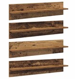 VidaXL Wandplanken 4 pcs Oud Hout 80 x 11,5 x 18 cm Bewerkt hout