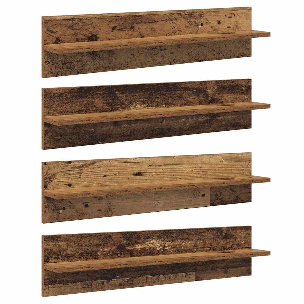 VidaXL Wandplanken 4 pcs Oud Hout 80 x 11,5 x 18 cm Bewerkt hout