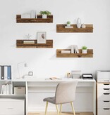 VidaXL Wandplanken 4 pcs Oud Hout 80 x 11,5 x 18 cm Bewerkt hout