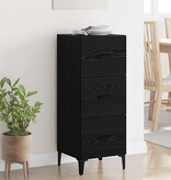 VidaXL Dressoir met lade Zwart Eiken 34,5 x 34 x 90 cm Bewerkt hout
