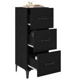 VidaXL Dressoir met lade Zwart Eiken 34,5 x 34 x 90 cm Bewerkt hout