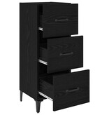 VidaXL Dressoir met lade Zwart Eiken 34,5 x 34 x 90 cm Bewerkt hout