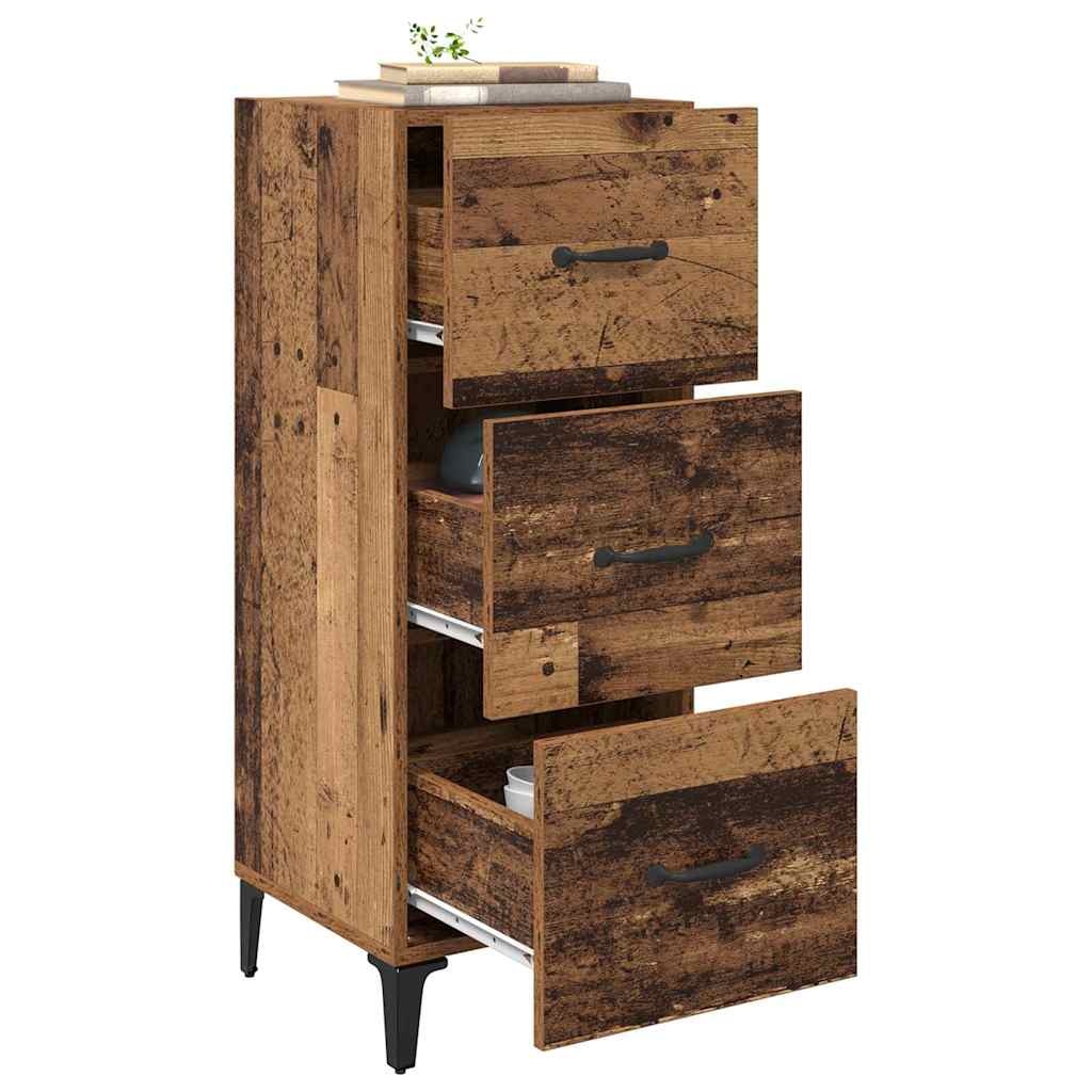 VidaXL Dressoir met lade Oud Hout 34,5 x 34 x 90 cm Bewerkt hout