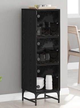 VidaXL Highboard Zwart eiken 35 x 37 x 117 cm Bewerkt hout