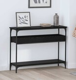 VidaXL Wandtafel met plank Zwart eiken 100 x 29 x 75 cm Bewerkt hout
