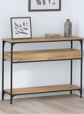 VidaXL Wandtafel artisanaal eikenkleurig 100 x 29 x 75 cm Bewerkt hout