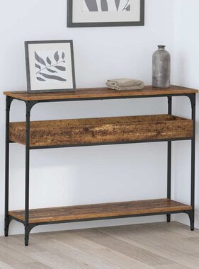 VidaXL Wandtafel met plank Oud hout 100 x 29 x 75 cm Bewerkt hout