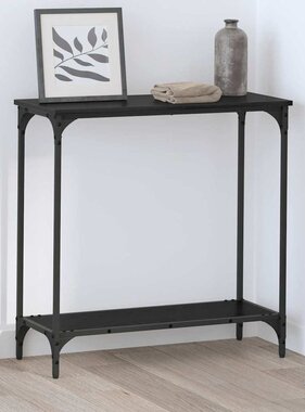 VidaXL Wandtafel met plank Zwart eiken 75 x 30.5 x 75 cm Bewerkt hout