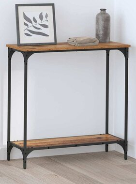 VidaXL Wandtafel met plank Oud hout 75 x 30.5 x 75 cm Bewerkt hout