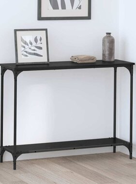 VidaXL Wandtafel met plank Zwart eiken 101 x 30.5 x 75 cm Bewerkt hout