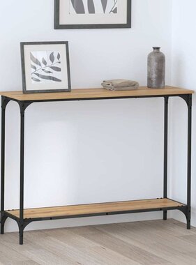 VidaXL Wandtafel met plank artisanaal eikenkleurig 101 x 30.5 x 75 cm