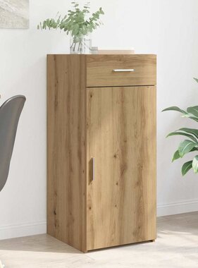 VidaXL Dressoir met lade Zwart Eiken 42,5 x 40 x 93 cm Bewerkt hout