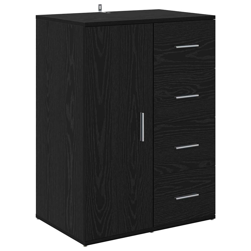 VidaXL Dressoir met lade Zwart Eiken 59 x 39 x 80 cm Bewerkt hout
