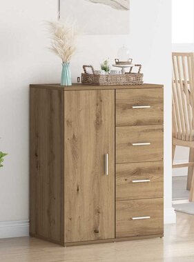 VidaXL Dressoir met lade Artisan Eiken 59 x 39 x 80 cm Bewerkt hout