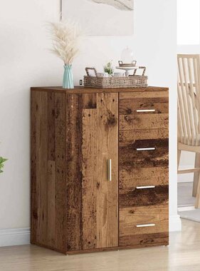 VidaXL Dressoir met lade Oud Hout 59 x 39 x 80 cm Bewerkt hout