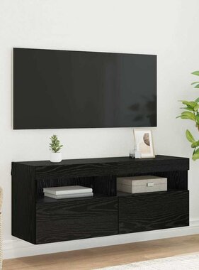 VidaXL TV Wandkast Zwart Eiken 100 x 30 x 40 cm Bewerkt hout