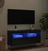 VidaXL TV Wandkast Zwart Eiken 100 x 30 x 40 cm Bewerkt hout