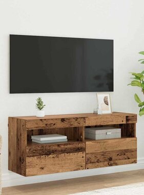 VidaXL TV Wandkast Oud Hout 100 x 30 x 40 cm Bewerkt hout