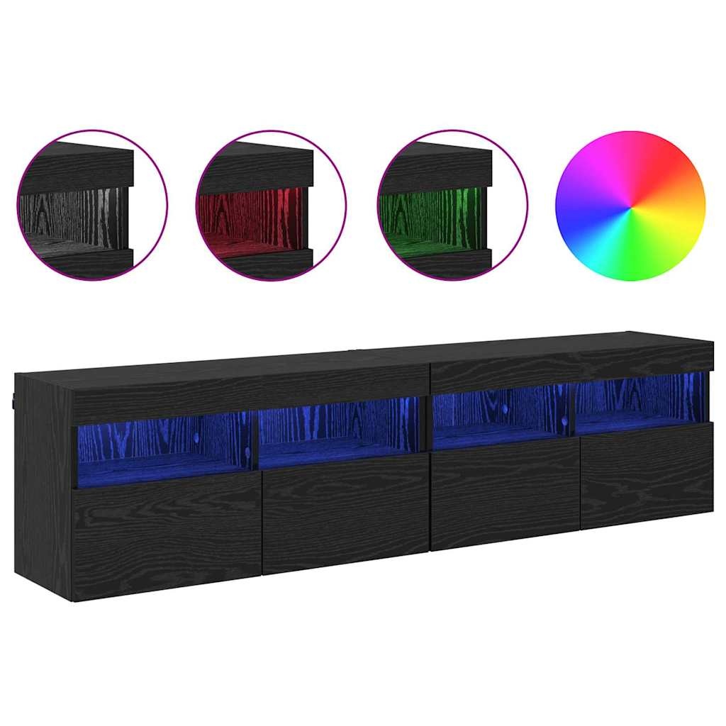 VidaXL TV Wandkasten 2 pcs Zwart Eiken 80 x 30 x 40 cm Bewerkt hout