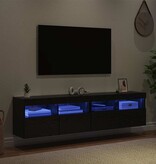 VidaXL TV Wandkasten 2 pcs Zwart Eiken 80 x 30 x 40 cm Bewerkt hout