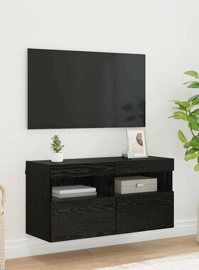VidaXL TV Wandkast Zwart Eiken 80 x 30 x 40 cm Bewerkt hout