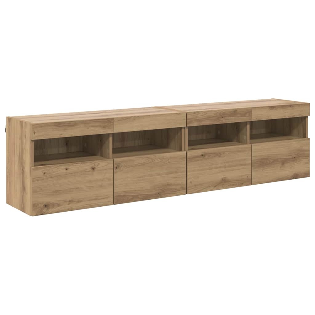 VidaXL TV Wandkasten 2 pcs Artisan Eiken 80 x 30 x 40 cm Bewerkt hout