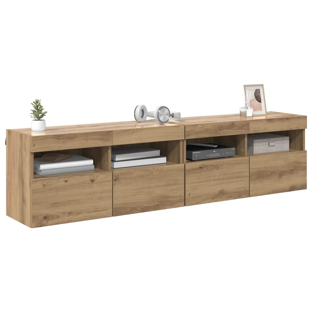 VidaXL TV Wandkasten 2 pcs Artisan Eiken 80 x 30 x 40 cm Bewerkt hout