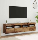 VidaXL TV Wandkasten 2 pcs Oud Hout 80 x 30 x 40 cm Bewerkt hout