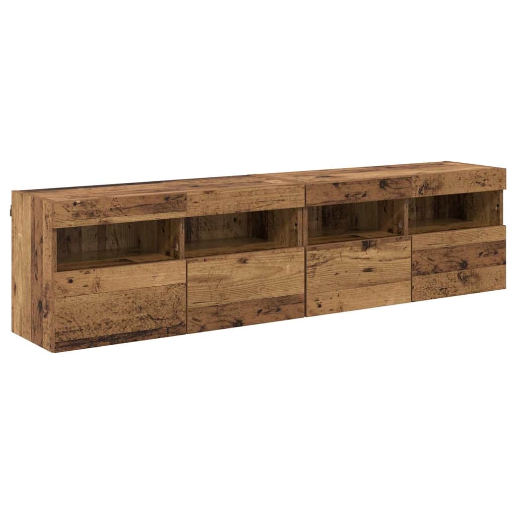 VidaXL TV Wandkasten 2 pcs Oud Hout 80 x 30 x 40 cm Bewerkt hout