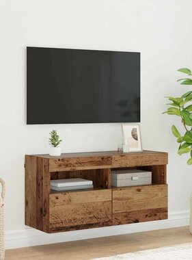 VidaXL TV Wandkast Oud Hout 80 x 30 x 40 cm Bewerkt hout