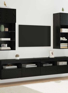 VidaXL Wandgemonteerde TV-kasten 2 pcs Zwart Eiken 40,5 x 30 x 90 cm
