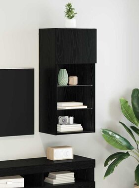 VidaXL Wandgemonteerde TV Kast Zwart Eiken 40,5 x 30 x 90 cm