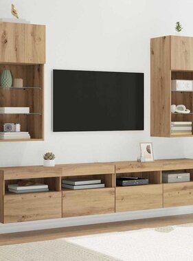 VidaXL Wandgemonteerde TV-kasten 2 pcs Artisan Eiken 40,5 x 30 x 90 cm