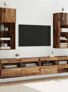 VidaXL Wandgemonteerde TV-kasten 2 pcs Oud Hout 40,5 x 30 x 90 cm