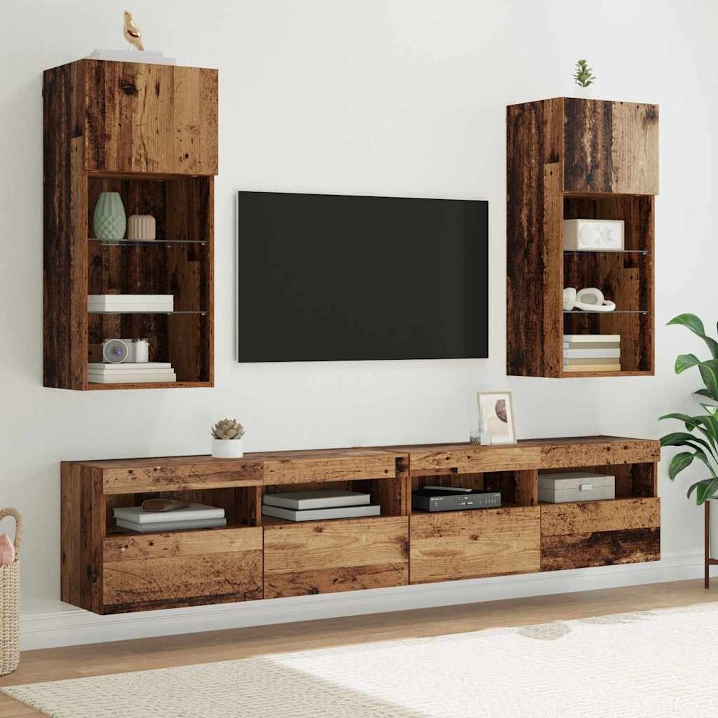 VidaXL Wandgemonteerde TV-kasten 2 pcs Oud Hout 40,5 x 30 x 90 cm