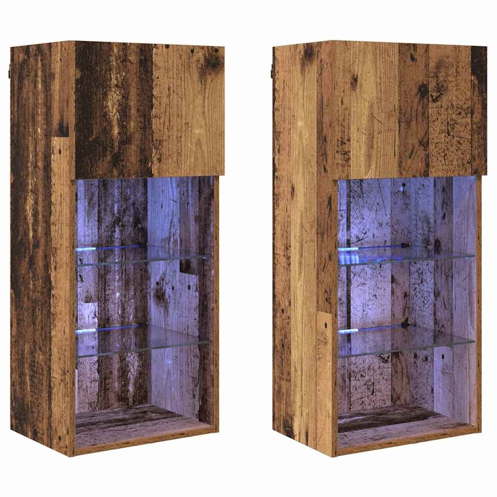 VidaXL Wandgemonteerde TV-kasten 2 pcs Oud Hout 40,5 x 30 x 90 cm