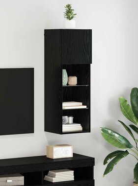 VidaXL Wandgemonteerde TV Kast Zwart Eiken 30,5 x 30 x 90 cm