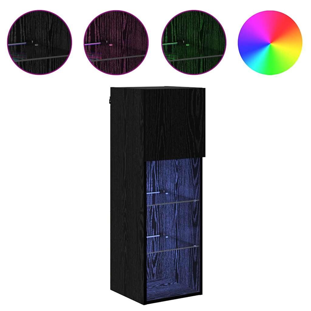 VidaXL Wandgemonteerde TV Kast Zwart Eiken 30,5 x 30 x 90 cm