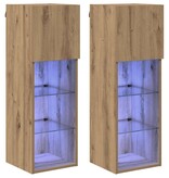 VidaXL Wandgemonteerde TV-kasten 2 pcs Artisan Eiken 30,5 x 30 x 90 cm