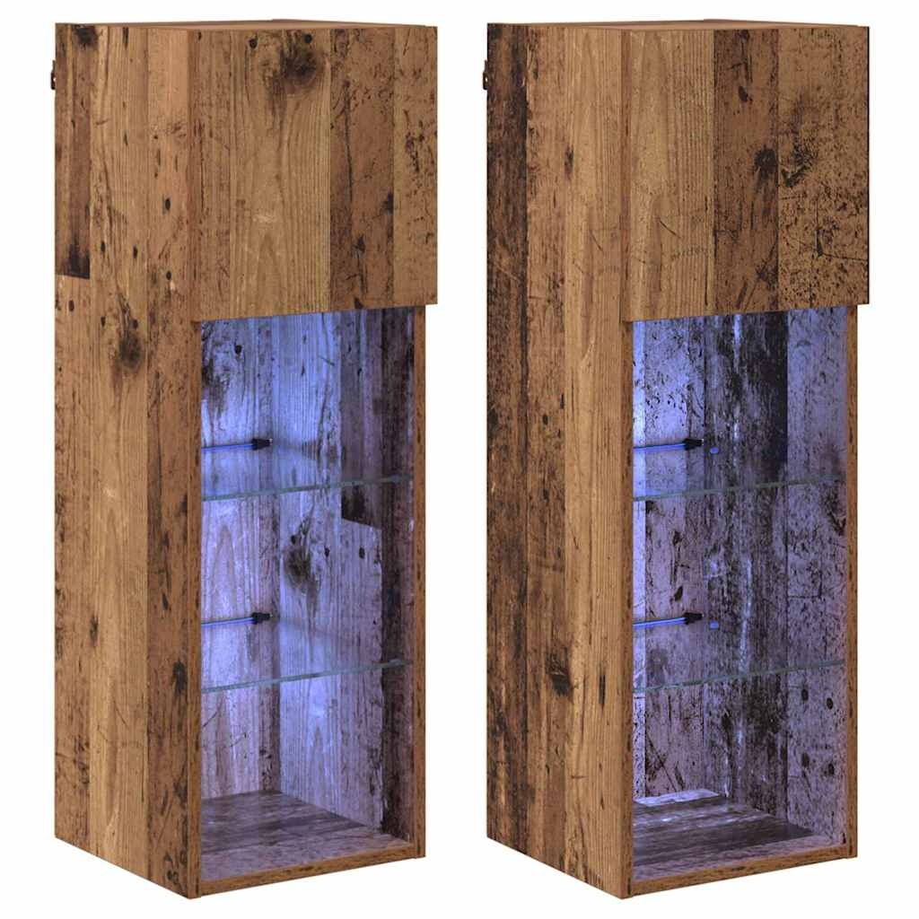 VidaXL Wandgemonteerde TV-kasten 2 pcs Oud Hout 30,5 x 30 x 90 cm