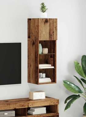VidaXL Wandgemonteerde TV Kast Oud Hout 30,5 x 30 x 90 cm Bewerkt hout