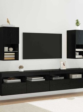 VidaXL Wandgemonteerde TV-kasten 2 pcs Zwart Eiken 30,5 x 30 x 60 cm