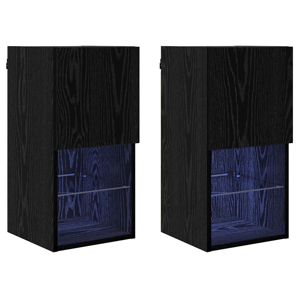 VidaXL Wandgemonteerde TV-kasten 2 pcs Zwart Eiken 30,5 x 30 x 60 cm