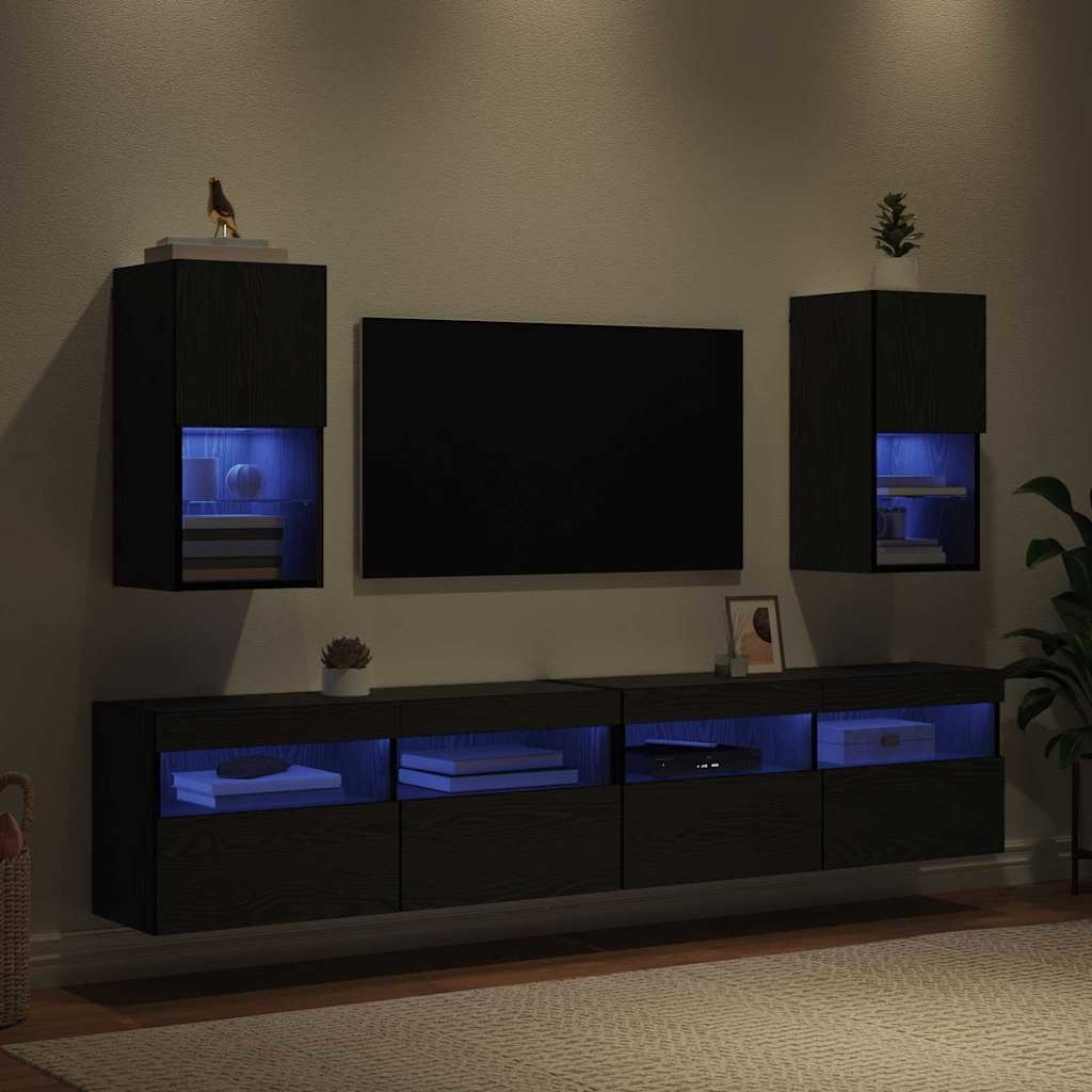 VidaXL Wandgemonteerde TV-kasten 2 pcs Zwart Eiken 30,5 x 30 x 60 cm