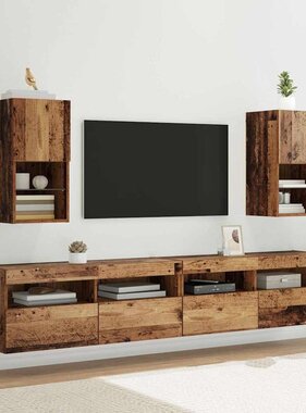 VidaXL Wandgemonteerde TV-kasten 2 pcs Oud Hout 30,5 x 30 x 60 cm