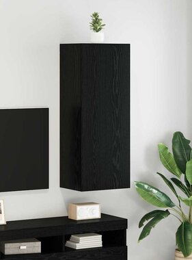 VidaXL TV Wandkast Zwart Eiken 40,5 x 30 x 102 cm Bewerkt hout