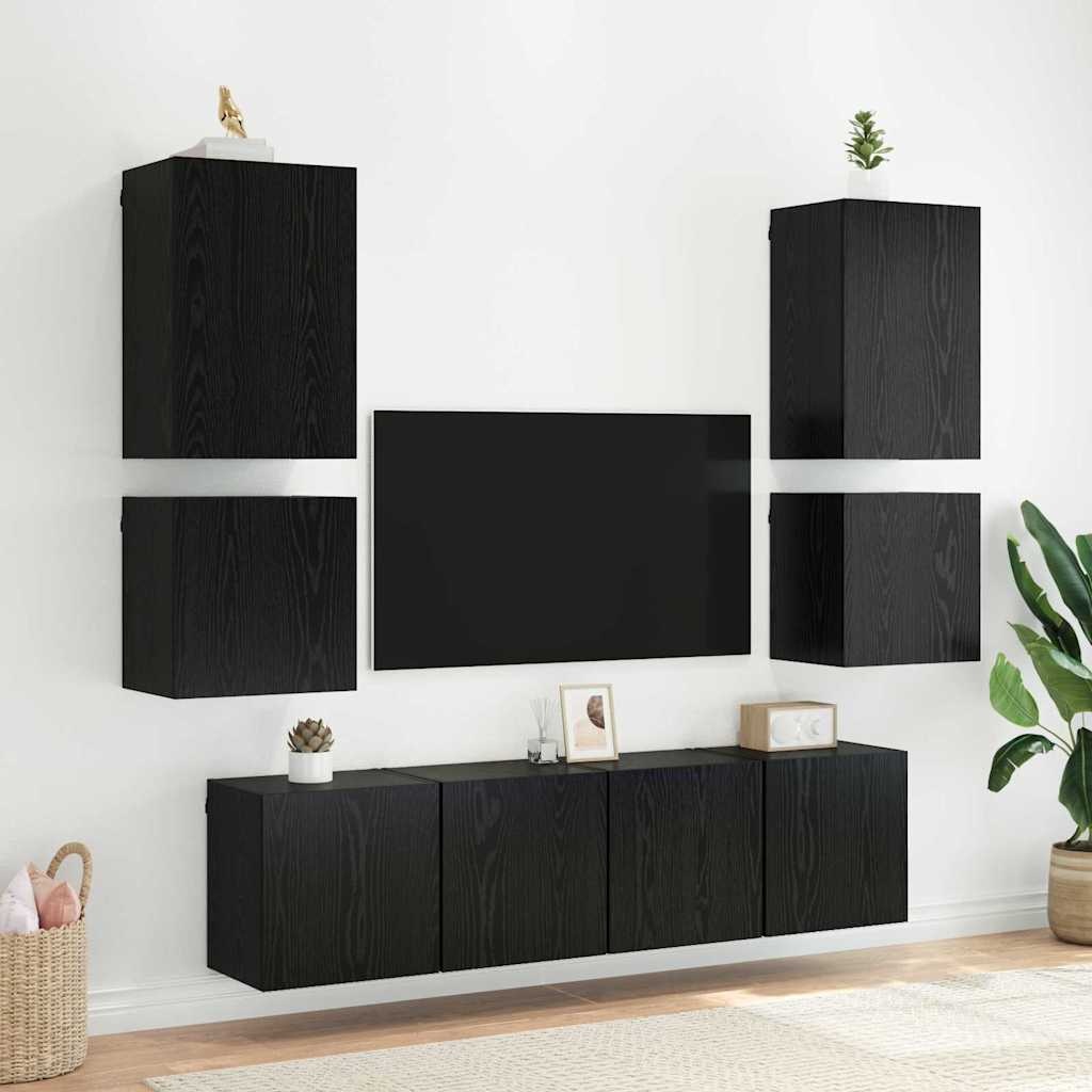 VidaXL TV Wandkast Zwart Eiken 40,5x30x40cm Bewerkt hout